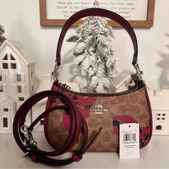 NWT Coach Teri Mini Crossbody Bag In Signature Canvas With Bow Print - Picture 7 of 9